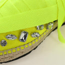 LOEWE Bijou Espadrilles Sandals Canvas Neon Green Auth 186240M-8