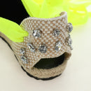 LOEWE Bijou Espadrilles Sandals Canvas Neon Green Auth 186240M-9