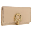 Salvatore Ferragamo Gancini Key Case Leather Ivory Gold Auth 186241A-1