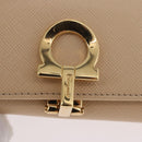 Salvatore Ferragamo Gancini Key Case Leather Ivory Gold Auth 186241A-17