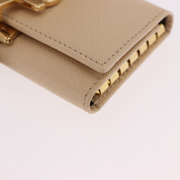 Salvatore Ferragamo Gancini Key Case Leather Ivory Gold Auth 186241A