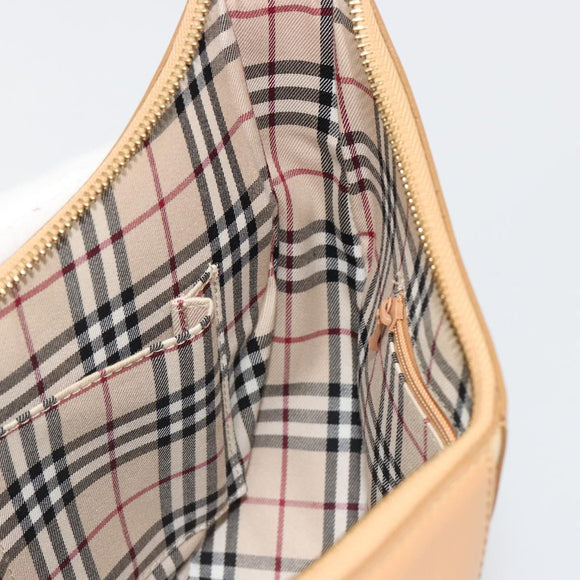 BURBERRY Shoulder Bag Leather Beige Gold Auth 186245A
