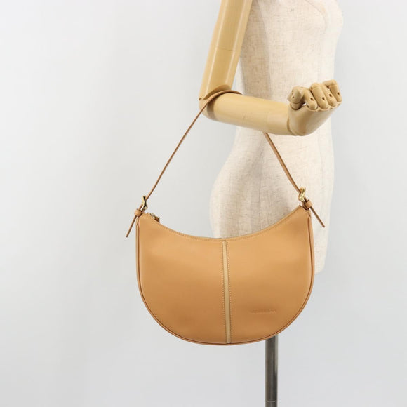 BURBERRY Shoulder Bag Leather Beige Gold Auth 186245A
