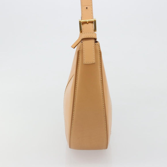 BURBERRY Shoulder Bag Leather Beige Gold Auth 186245A