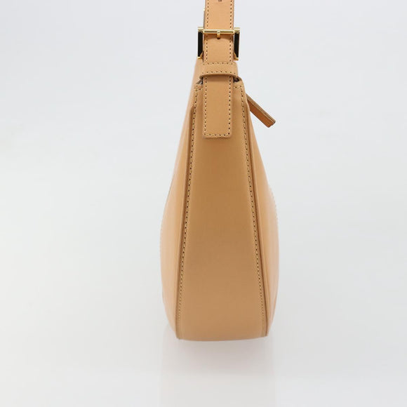 BURBERRY Shoulder Bag Leather Beige Gold Auth 186245A