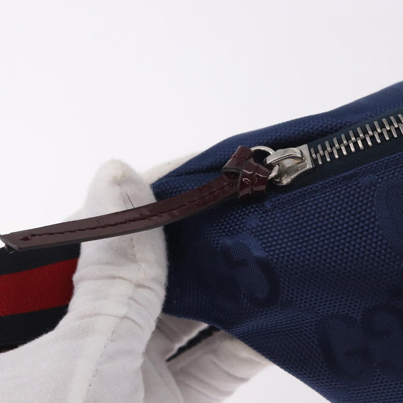 GUCCI GG Canvas Sherry Line Waist bag Navy Red 502095 Auth 186249M