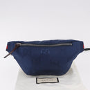 GUCCI GG Canvas Sherry Line Waist bag Navy Red 502095 Auth 186249M-21