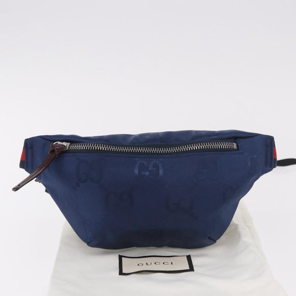 GUCCI GG Canvas Sherry Line Waist bag Navy Red 502095 Auth 186249M