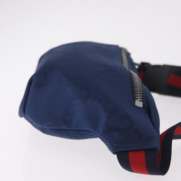 GUCCI GG Canvas Sherry Line Waist bag Navy Red 502095 Auth 186249M