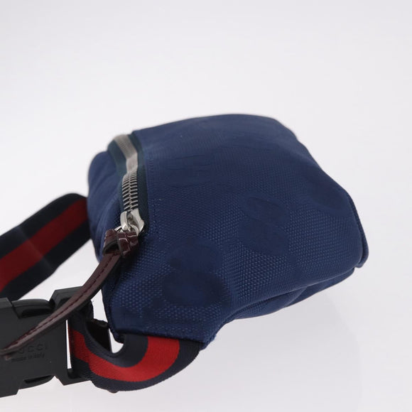 GUCCI GG Canvas Sherry Line Waist bag Navy Red 502095 Auth 186249M