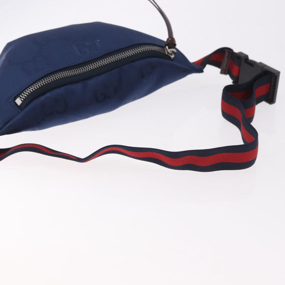 GUCCI GG Canvas Sherry Line Waist bag Navy Red 502095 Auth 186249M