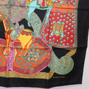 HERMES Carre 90 Scarf ""ART des STEPPES"" Silk Black Auth 186251M-10