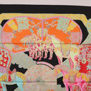 HERMES Carre 90 Scarf ""ART des STEPPES"" Silk Black Auth 186251M-15