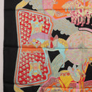 HERMES Carre 90 Scarf ""ART des STEPPES"" Silk Black Auth 186251M-17