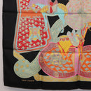 HERMES Carre 90 Scarf ""ART des STEPPES"" Silk Black Auth 186251M-20