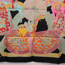 HERMES Carre 90 Scarf ""ART des STEPPES"" Silk Black Auth 186251M-21
