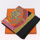 HERMES Carre 90 Scarf ""ART des STEPPES"" Silk Black Auth 186251M-12
