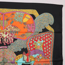 HERMES Carre 90 Scarf ""ART des STEPPES"" Silk Black Auth 186251M-4
