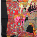 HERMES Carre 90 Scarf ""ART des STEPPES"" Silk Black Auth 186251M-5