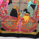 HERMES Carre 90 Scarf ""ART des STEPPES"" Silk Black Auth 186251M-9