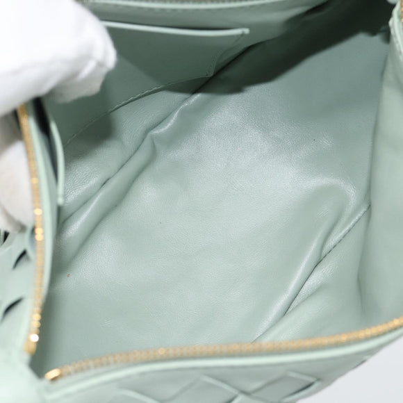 BOTTEGA VENETA INTRECCIATO Shoulder Bag Leather Green Gold Auth 186252SM