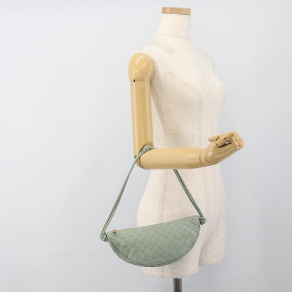 BOTTEGA VENETA INTRECCIATO Shoulder Bag Leather Green Gold Auth 186252SM