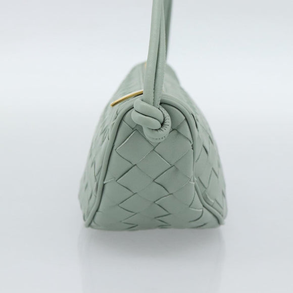 BOTTEGA VENETA INTRECCIATO Shoulder Bag Leather Green Gold Auth 186252SM