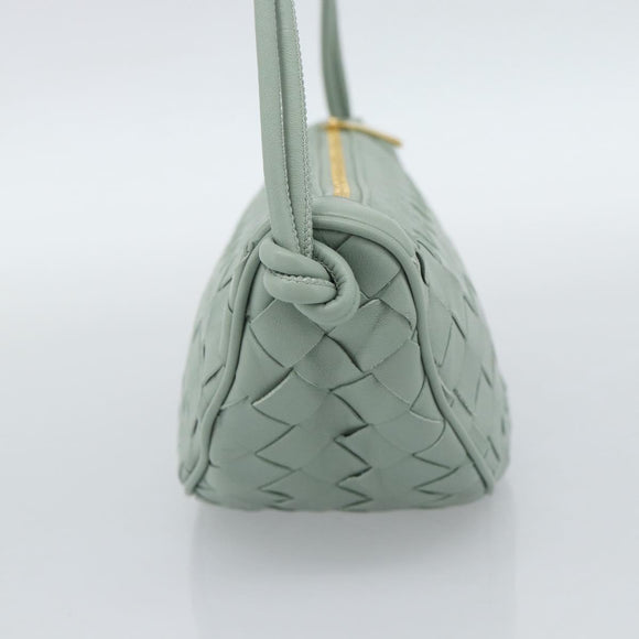 BOTTEGA VENETA INTRECCIATO Shoulder Bag Leather Green Gold Auth 186252SM