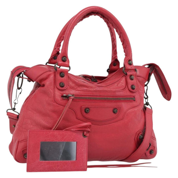 BALENCIAGA The Town Hand Bag Leather 2way Red 240579 Auth 186253M