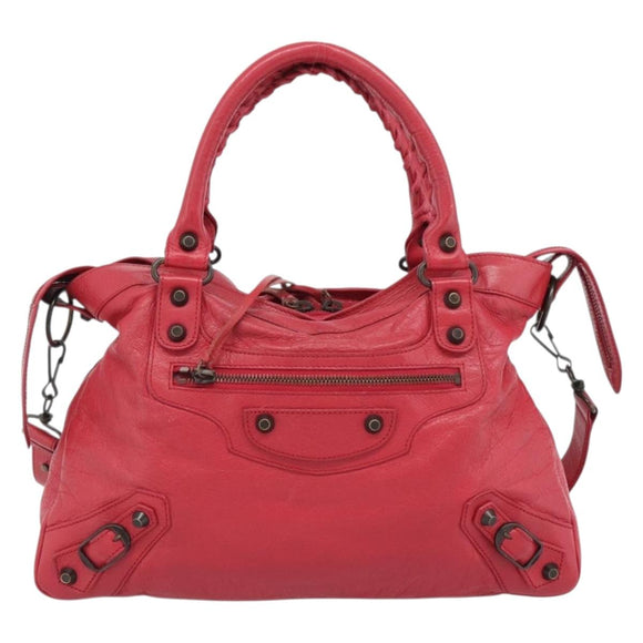 BALENCIAGA The Town Hand Bag Leather 2way Red 240579 Auth 186253M