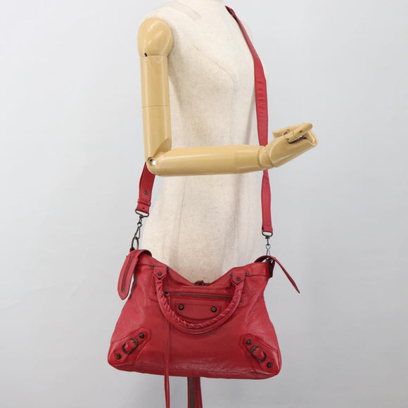 BALENCIAGA The Town Hand Bag Leather 2way Red 240579 Auth 186253M