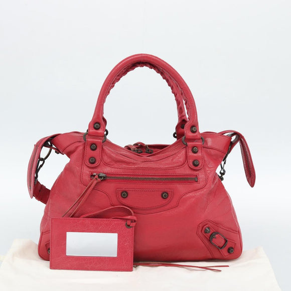 BALENCIAGA The Town Hand Bag Leather 2way Red 240579 Auth 186253M