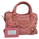 BALENCIAGA Giant Mini City Hand Bag Leather 2way Pink Gold 309544 Auth 186254M-1