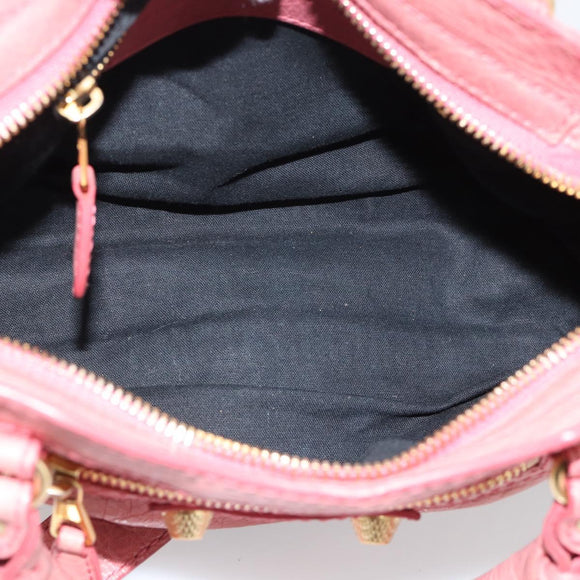 BALENCIAGA Giant Mini City Hand Bag Leather 2way Pink Gold 309544 Auth 186254M
