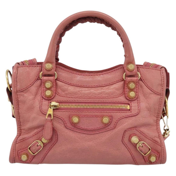 BALENCIAGA Giant Mini City Hand Bag Leather 2way Pink Gold 309544 Auth 186254M