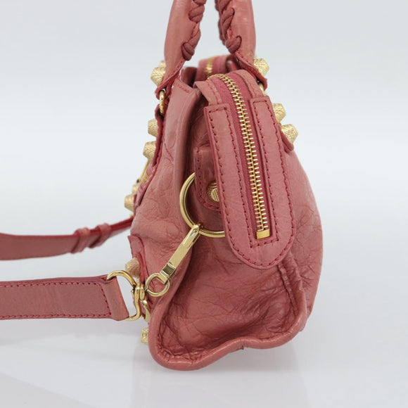 BALENCIAGA Giant Mini City Hand Bag Leather 2way Pink Gold 309544 Auth 186254M