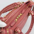 BALENCIAGA Giant Mini City Hand Bag Leather 2way Pink Gold 309544 Auth 186254M-6