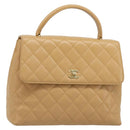 CHANEL Matelasse Hand Bag Caviar Skin Beige Gold CC Auth 186257V-1