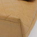 CHANEL Matelasse Hand Bag Caviar Skin Beige Gold CC Auth 186257V-8