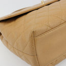 CHANEL Matelasse Hand Bag Caviar Skin Beige Gold CC Auth 186257V-15