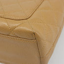 CHANEL Matelasse Hand Bag Caviar Skin Beige Gold CC Auth 186257V-16