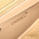 CHANEL Matelasse Hand Bag Caviar Skin Beige Gold CC Auth 186257V-21