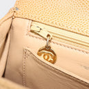 CHANEL Matelasse Hand Bag Caviar Skin Beige Gold CC Auth 186257V-24