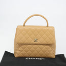 CHANEL Matelasse Hand Bag Caviar Skin Beige Gold CC Auth 186257V-12