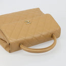 CHANEL Matelasse Hand Bag Caviar Skin Beige Gold CC Auth 186257V-6