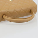 CHANEL Matelasse Hand Bag Caviar Skin Beige Gold CC Auth 186257V-7