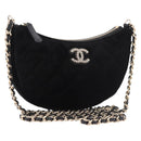 CHANEL Matelasse Chain Shoulder Bag Velor Black Gold CC Auth 186258SM-1