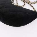 CHANEL Matelasse Chain Shoulder Bag Velor Black Gold CC Auth 186258SM-14