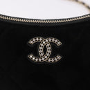 CHANEL Matelasse Chain Shoulder Bag Velor Black Gold CC Auth 186258SM-17