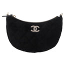 CHANEL Matelasse Chain Shoulder Bag Velor Black Gold CC Auth 186258SM-13